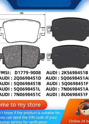 For Audi Q3 A1 Rear Brake Pad 2K5698451B 2Q0698451D 5Q0698451B 5Q0698451AL 7N0698451A 5Q0698451F/Auto Parts -03027