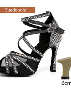 DKZSYIM Women's Latin Dance Shoes with Rhinestones - Salsa and Ballroom