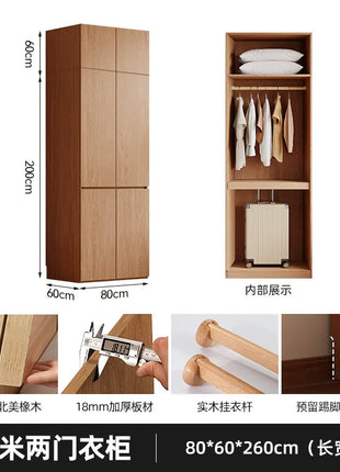 Armadio in Legno Massello di Rovere — Stile Nordico Scandinavo | Guardaroba Modulare per Camera da Letto