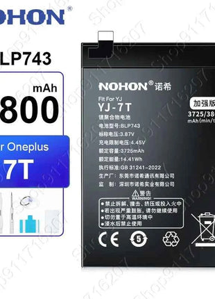 NOHON Replacement Battery for OnePlus 7T 8T 9RT 10T 12 11 9 8 7 6T 6 5T 5 7TPro Phone Batteries BLP801 BLP685 BLP745 BLP743