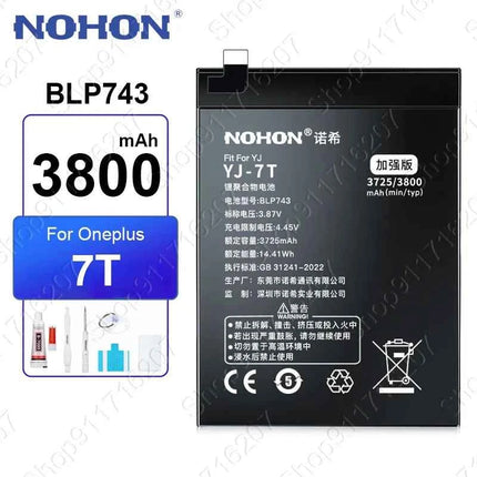 NOHON Replacement Battery for OnePlus 7T 8T 9RT 10T 12 11 9 8 7 6T 6 5T 5 7TPro Phone Batteries BLP801 BLP685 BLP745 BLP743