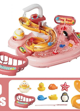 Puzzle per bambini Giochi di imitazione Giocattoli Lavapiatti Giocattoli Regalo Cucina Giocattoli interattivi 2 in 1 Scivolo Pesca Montessori Giocattoli