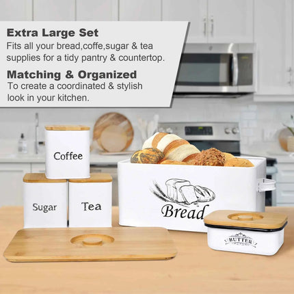 Stainless Steel Bread Box Bread Storage Bin Food Airtight Sealed Canister Coffee Flour Sugar Tea Container Kitchen Storage Box