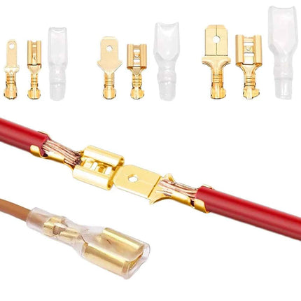 Kit di terminali a crimpare da 2.8/4.8/6.3mm, connettori a forcella maschio/femmina in rame con guaina isolante, scatola di connettori elettrici