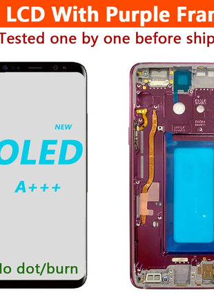 Display AMOLED per SAMSUNG Galaxy S9 G960 Display Touch Screen Digitizer Assembly G960F/DS OLED LCD con sostituzione del telaio