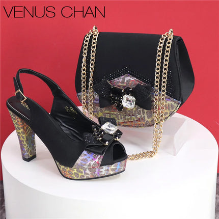 Scarpe e borsa da sera alla moda africana scarpe da donna di Design italiano nuovo stile tacchi alti comode scarpe e borse da donna