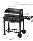 Charcoal Barbecue, Grill Cart, Includes 2 Grills, Shelves with Hooks, Adjustable Charcoal Tray, Barbecue Cart | Charcoal Grill