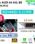 8GB 256GB Carplay 8.8'' Android 14 Auto Car Radio Multimedia player For Audi A4 B8 2009-2016 2 din autoradio Stereo 4G LTE