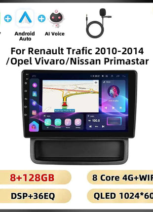 Podofo 10.1'' 8Core Car Audio For Renault Trafic 2010-2014/ Opel Vivaro/Nissan Primastar Carplay Android Auto Qualcomm DSP RDS