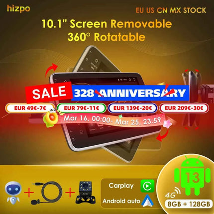 Hizpo 10.1" Universal CarPlay Android Auto Radio For VW Volkswagen Fiat Renault Nissan Hyundai 4G Car Multimedia Autoradio 1 Din