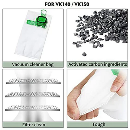 2X For Kobold Vacuum Cleaner Bag Kit Compatible For Vorwerk Kobold VK140 VK150-B
