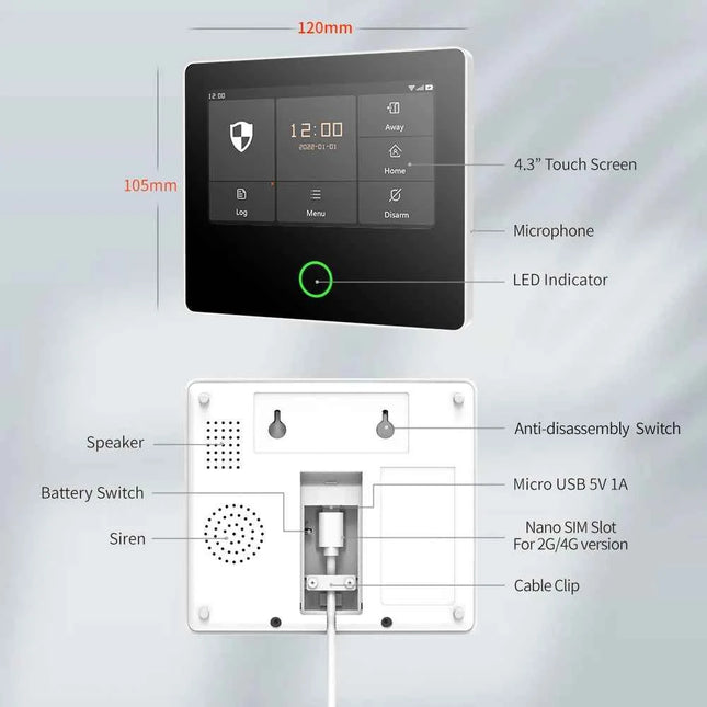 Staniot WiFi 4G Home Security System Wireless Security Protection Tuya Smart Home Alarm Sensors Built-in Siren Works with Alexa