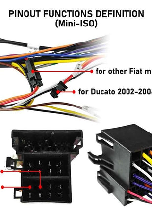 Decodificatore bus CAN Mini-ISO Harness, ritenzione SWC RCA P&P 16 pin Android, per Fiat 500 2007-2015, Panda 169 Doblo 263, Punto Ducato
