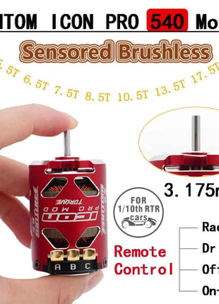 FANTOM 540 ICON PRO 4.5T 5.5T 6.5T 7.5T 8.5T 10.5T 13.5T 17.5T 21.5T Motor Sensored Brushless 1-3S for 1/10 RC Racing Drift Cars
