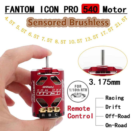 FANTOM 540 ICON PRO 4.5T 5.5T 6.5T 7.5T 8.5T 10.5T 13.5T 17.5T 21.5T Motor Sensored Brushless 1-3S for 1/10 RC Racing Drift Cars