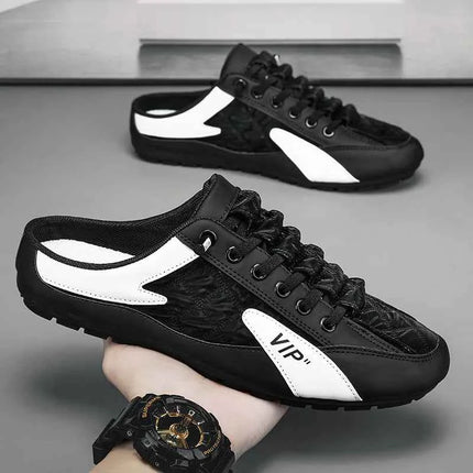 2023 Moda uomo Nuovo stile con suola in lat Wild a fondo piatto Estate Sezione sottile Baotou Mezze pantofole