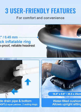 VEVOR Vasca da Bagno di Ghiaccio Lunga 85 cm Vasca per Immersione per Terapia 330 L con Copertura, Barile di Ghiaccio per Recupero, Vasca da Bagno Gonfiabile Pieghevole, Ghiaccio Domestico per Adulti