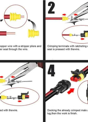Set di connettori per cavi elettrici impermeabili sigillati a 2 pin con cavo automatico