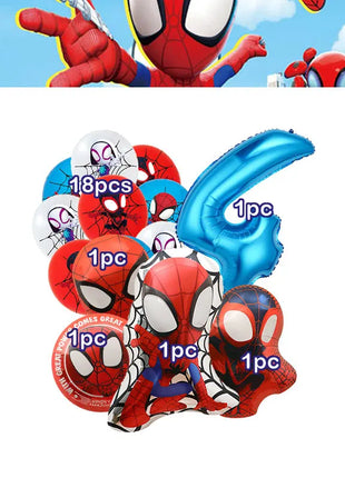 Set Decorazioni per Festa di Compleanno Spidey e Amici, Articoli per la Tavola, Bicchieri, Piatti, Palloncini, Striscione, Sacchetti Regalo, Decorazioni per Torte, Accessori per Bambini