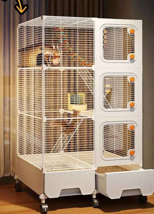 Multi-Level Wire Squirrel Cage, Extra Tall Sugar Glider Habitat, Oversized Chinchilla Villa Cage, Easy-Clean Pet Play House