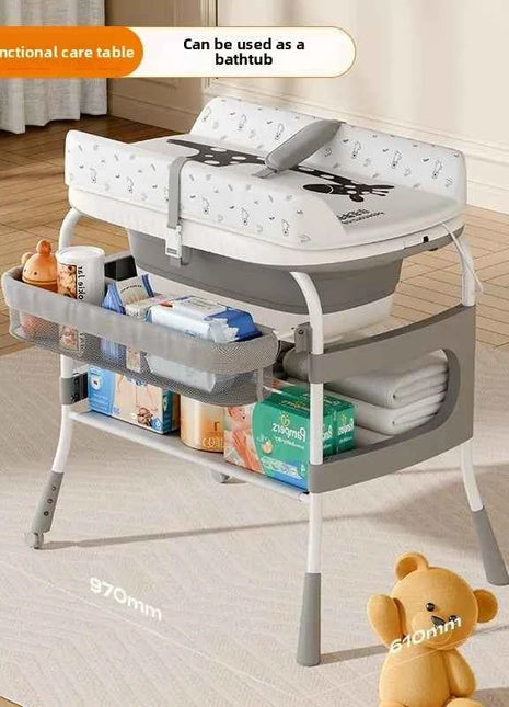 Portable Foldable Baby Diaper Changing Station with Adjustable Height Non Slip Base Storage Shelf Newborn Care Table