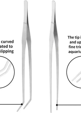 38cm Stainless Steel Aquarium Tweezers Pliers Fish Tank Plant Aquascape Tools Straight Curved Forceps Clip Aquatic Feeding Tongs