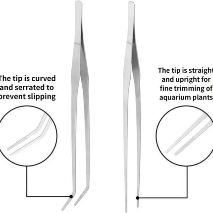38cm Stainless Steel Aquarium Tweezers Pliers Fish Tank Plant Aquascape Tools Straight Curved Forceps Clip Aquatic Feeding Tongs
