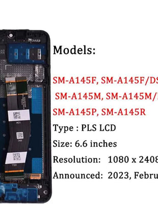 Display LCD da 6.6'' per Samsung A14 4G A145R A145M A145M A145M A145P, Schermo Touch con Digitalizzatore per Samsung A145