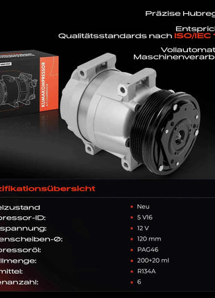 Compressore climatizzatore Frankberg 1x per Chevrolet Cruze J300 Epica KL1 2.0L 2.5L 2005-2016 95905493 95954659 96409087 96992814