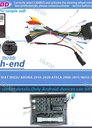 Per SEAT 2009-2013 Ibiza 2018 ARONA 2018 ATECA 2004-2015 ALTEA 2005-2012 2018 Leon 2 Din CD Auto cablaggio decodificatore canbus box