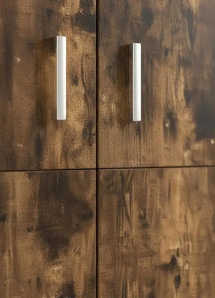 Armadio in Rovere Affumicato 90x52x200 cm con Ante Scorrevoli in Legno Ingegnerizzato, Ripiano e Asta Appendiabiti per Camera da Letto