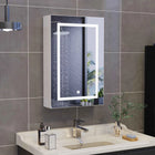 Rosahqnda anti-fog bathroom mirror cabinet with LED lighting, height adjustable shelves, 3 color temperature dimmable