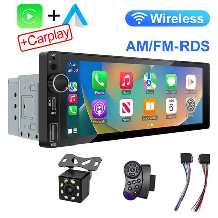 IPS 6.9 Inch 1Din Wireless Or wired Carplay Android Auto Car Radio Multimedia MP5 Player 1 Din DVD Bluetooth Stereo USB Charging