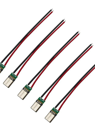 2/5/10 Pezzi Connettore USB Tipo C 10cm a 2 Pin Maschio e Femmina per Saldatura, Presa di Ricarica USB-C per Porte di Ricarica di Telefoni Cellulari