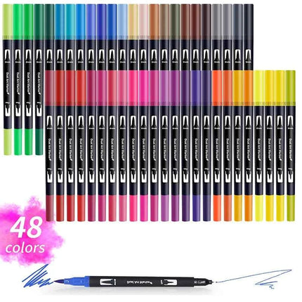 Set Pennarelli Manga Dual Tip 12/24/36/120 Colori Acquerello Fineliner per Calligrafia e Arte