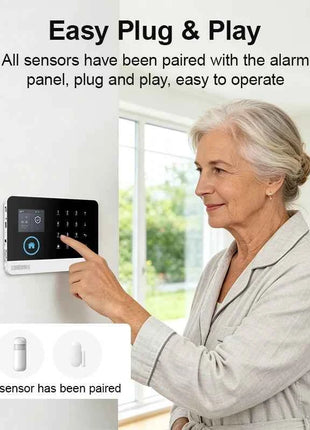 PGST set allarme sicurezza antifurto WiFi 4G Works with Tuya Smart Life impianto senza fili intelligente per abitazione negozio ufficio sensori movimento configurazione facile utilizzo immediato