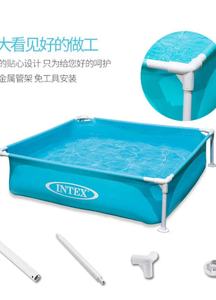 Piscina Intex 57173 blu con telaio a tubi quadrati piccoli per bambini, piscina per palline, piscina per sabbia, vasca da bagno, laghetto per pesci 122x122x30cm