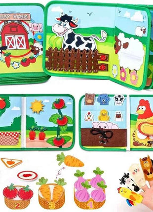 Toddlers Montessori Toys Farm Animal Story Busy Cloth Book Preschool Learning Fine Motor Toys Kids Early Education Felt Book