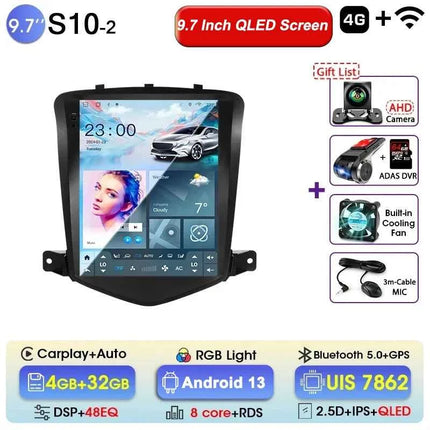 Srnubi 9.7" Car Radio Android For Chevrolet Cruze J300 2008-2012 2Din Multimedia Player Video Navigation 4G Carplay Head Unit