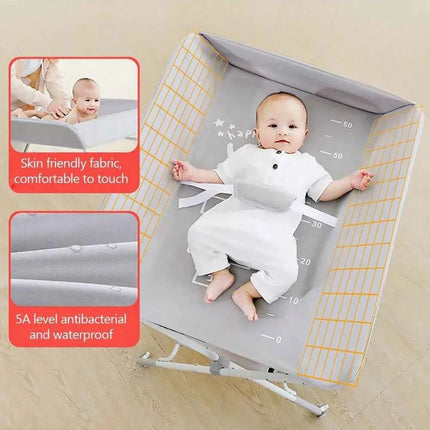 Baby Changing Table With Wheels, Portable Adjustable Height Folding Diaper Station With Nursery Organizer & Storage Rack
