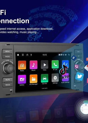 Hikity 2Din 7 "Car Radio for Transit Fiesta Focus Galaxy Mondeo Fusion Kuga C/S-Max Car Player Carplay/Auto GPS WIFI Touch display