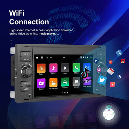 Hikity 2Din 7 "Car Radio for Transit Fiesta Focus Galaxy Mondeo Fusion Kuga C/S-Max Car Player Carplay/Auto GPS WIFI Touch display