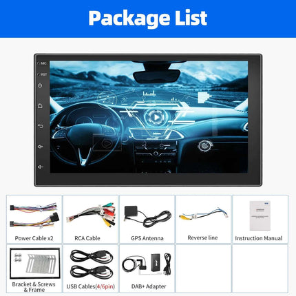 ESSGOO 4+64G Car Stereo Head Unit Radio Wireless CarPlay Android Auto Double 2 DIN 7" IPS Touch Screen GPS SAT NAVI FM DAB+ WIFI