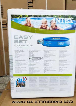 Piscina Gonfiabile per Famiglie Intex 28106 da Esterno 244x61cm, Piscina per Bambini con Bordo Rialzato da 8 Pollici