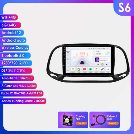 Hizpo AI Voice Autoradio Radio For Fiat Doblo 2015 - 2019 4G Car Multimedia GPS 2din Wireless CarPlay Android Auto Navigation BT