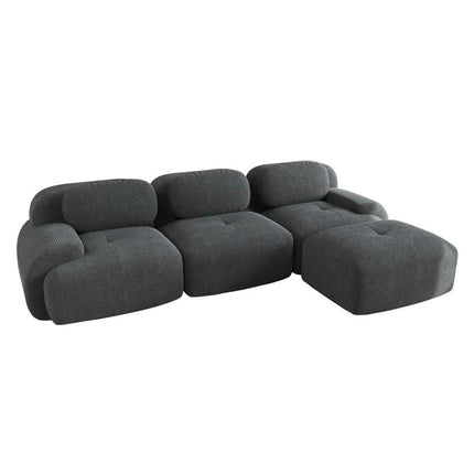 Modular Corner Cord Fabric Sofa - No Assembly Required, Extra-wide Armrests, 32D High Elastic Upholstery, Ergonomic Cozy Couch