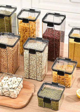 Sealed Jars Kitchen Grain Storage Organizer Large Tank Plastic Moisture-proof Storage Box Household Seasoning Jars Set