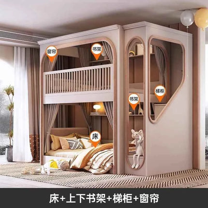 Customizable bunk beds Small apartment sibling bed High and low child and mother slide Space capsule Roof bed