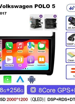 Android 15 For Volkswagen VW POLO 5 Sedan 2008 - 2023 Car Radio Navigation Multimedia Player Carplay Auto Stereo DSP WIFI+4G GPS