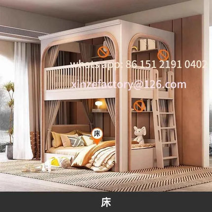Customizable bunk beds Small apartment sibling bed High and low child and mother slide Space capsule Roof bed